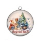 Pendentif Cabochon Argent - joyeux noël