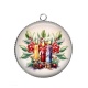 Pendentif Cabochon Argent - bougie de noël
