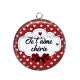 Pendentif Cabochon Argent - je t'aime chérie
