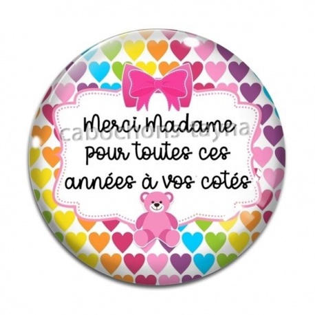 Cabochon Verre - merci madame pour toutes ces années à vos côtés