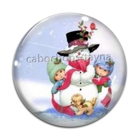 Cabochon Verre - bonhomme de neige