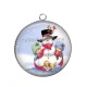 Pendentif Cabochon Argent - bonhomme de neige