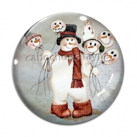 Cabochon Verre - bonhomme de neige