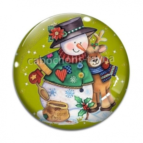 Cabochon Verre - bonhomme de neige