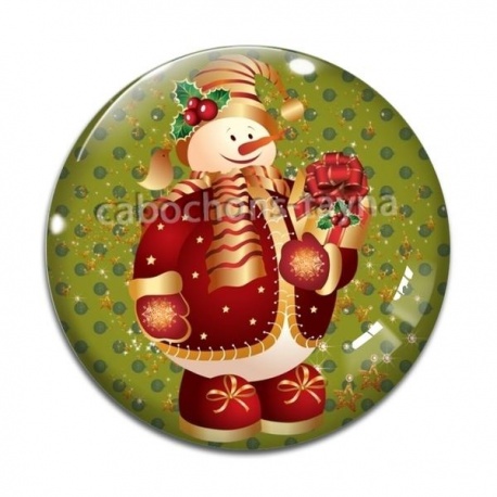 Cabochon Verre - bonhomme de neige