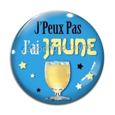 Cabochon Verre - j'peux pas j'ai jaune