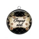 Pendentif Cabochon Argent - joyeux noël