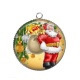 Pendentif Cabochon Argent - père noël