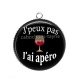 Pendentif Cabochon Argent - j'peux pas j'ai apéro