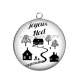 Pendentif Cabochon Argent - joyeux noël