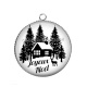 Pendentif Cabochon Argent - joyeux noël
