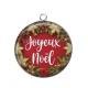 Pendentif Cabochon Argent - joyeux noël
