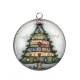 Pendentif Cabochon Argent - sapin de noël