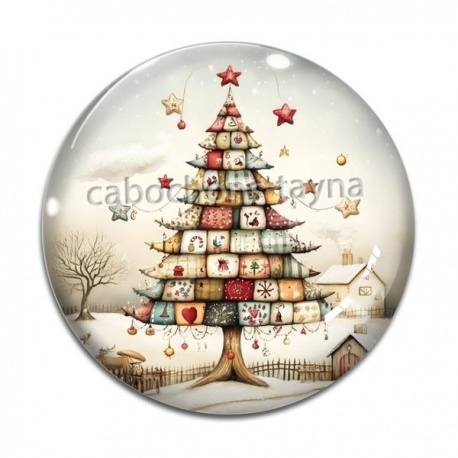 Cabochon Verre - sapin de noël