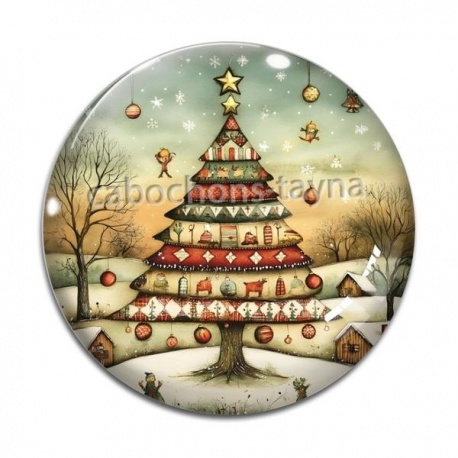 Cabochon Verre - sapin de noël