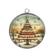 Pendentif Cabochon Argent - sapin de noël