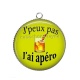 Pendentif Cabochon Argent - j'peux pas j'ai apéro