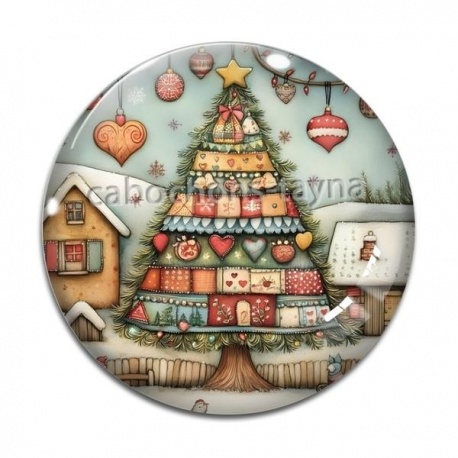 Cabochon Verre - sapin de noël