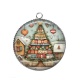 Pendentif Cabochon Argent - sapin de noël