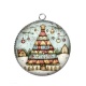 Pendentif Cabochon Argent - sapin de noël