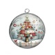Pendentif Cabochon Argent - sapin de noël