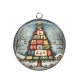 Pendentif Cabochon Argent - sapin de noël