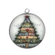 Pendentif Cabochon Argent - sapin de noël