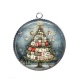 Pendentif Cabochon Argent - sapin de noël