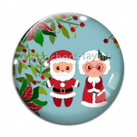Cabochon Verre - père et mère noël