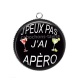 Pendentif Cabochon Argent - j'peux pas j'ai apéro