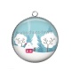 Pendentif Cabochon Argent - paysage noël