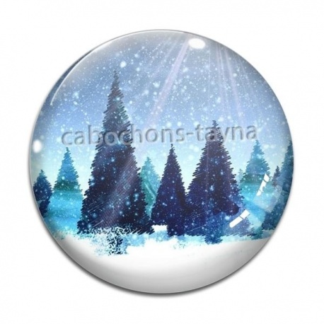 Cabochon Verre - paysage noël