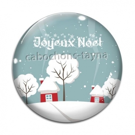 Cabochon Verre - paysage noël