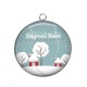 Pendentif Cabochon Argent - paysage noël