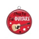 Pendentif Cabochon Argent - j'peux pas j'ai guitare