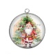 Pendentif Cabochon Argent - père noël