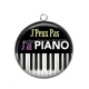 Pendentif Cabochon Argent - j'peux pas j'ai piano