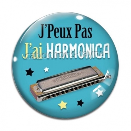 Cabochon Verre - j'peux pas j'ai harmonica