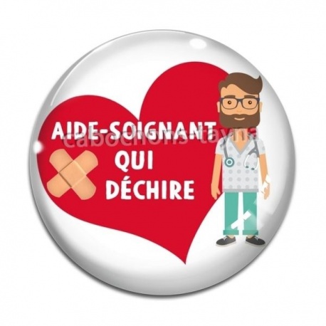 Cabochon Verre - aide soignant qui déchire