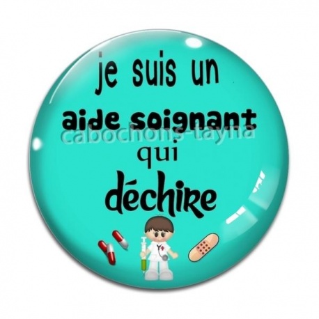 Cabochon Verre - aide soignant qui déchire