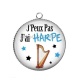 Pendentif Cabochon Argent - j'peux pas j'ai harpe