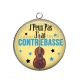 Pendentif Cabochon Argent - j'peux pas j'ai contrebasse