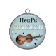 Pendentif Cabochon Argent - j'peux pas j'ai violon