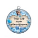 Pendentif Cabochon Argent - super aide soignante