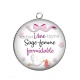 Pendentif Cabochon Argent - une sage femme formidable