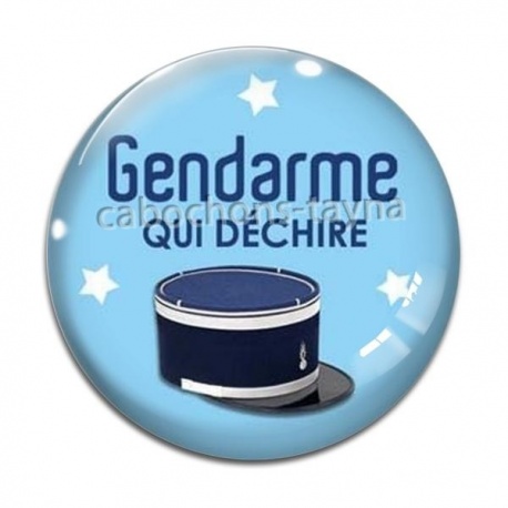 Cabochon Verre - gendarme qui déchire