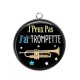 Pendentif Cabochon Argent - j'peux pas j'ai trompette