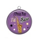 Pendentif Cabochon Argent - j'peux pas j'ai saxo