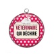 Pendentif Cabochon Argent - vétérinaire qui déchire