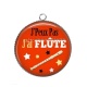 Pendentif Cabochon Argent - j'peux pas j'ai flûte
